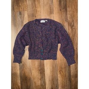 Vintage Naomi Bee Multicolor Speckled Knit Button Up Cardigan Sweater‎ Size L
